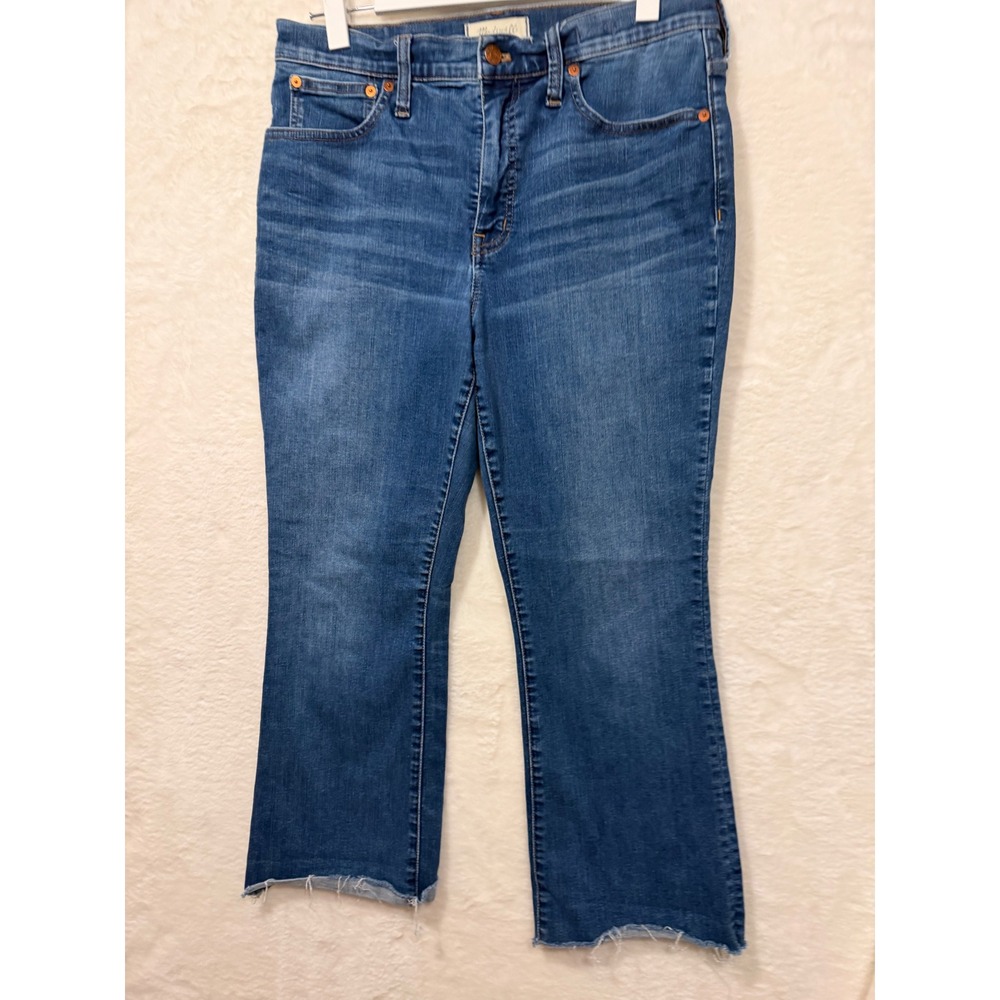 Madewell Cali Demi-Boot Jeans Womens 30 High Rise Raw Hem Medium Wash Blue Flare